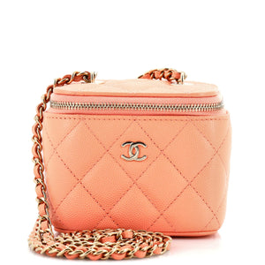 CHANEL Classic Vanity Case with Chain Quilted Caviar Mini