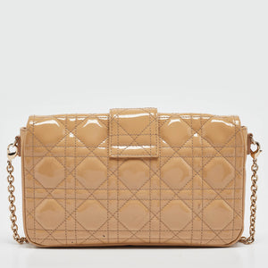 Dior Beige Cannage Patent Leather Miss Dior Promenade Chain Pouch