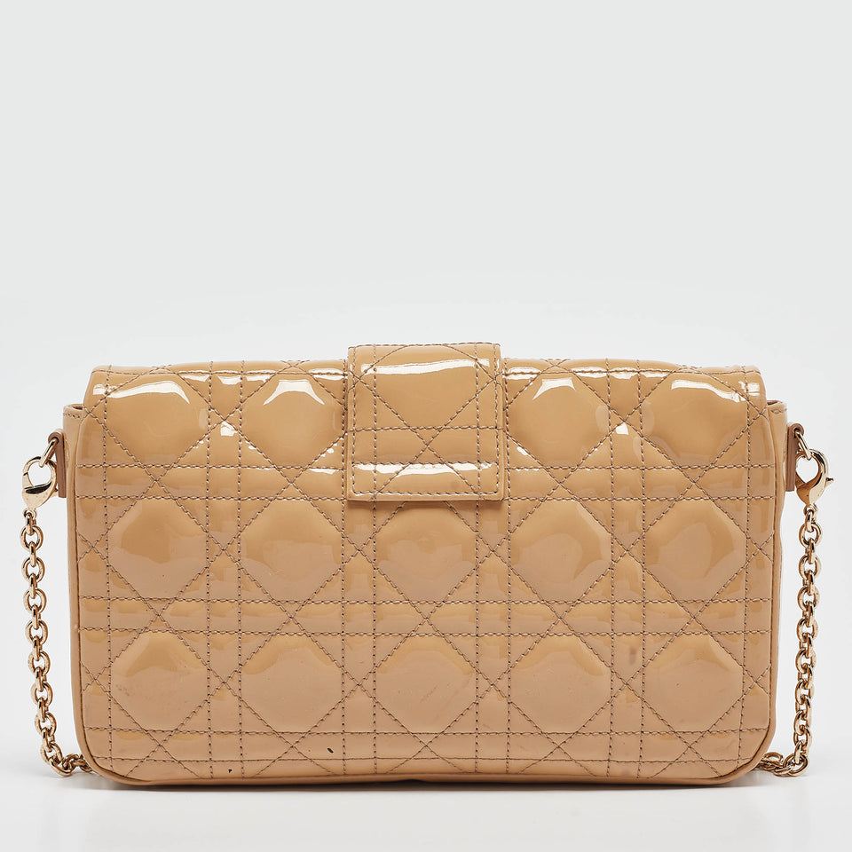 Dior Beige Cannage Patent Leather Miss Dior Promenade Chain Pouch