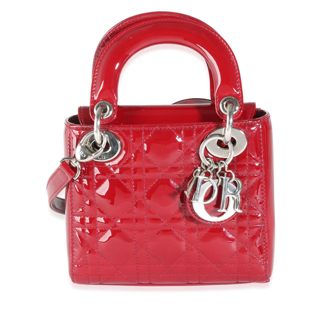 Christian Dior Red Patent Cannage Mini Lady Dior