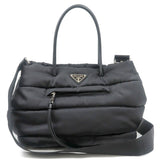 Prada Tessuto Bomber Leather 2WAY Hand Bag NERO Black BN2771