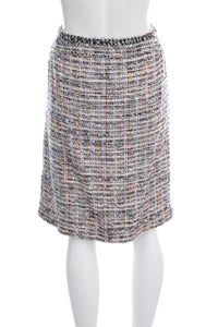 Chanel Multicolor Tweed Button Down Skirt SZ 40