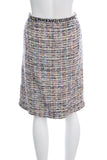 Chanel Multicolor Tweed Button Down Skirt SZ 40