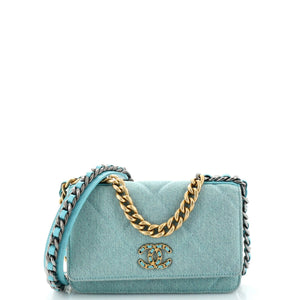 CHANEL 19 Wallet on Chain Quilted Denim