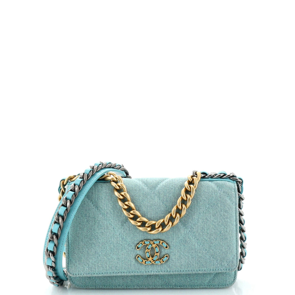 CHANEL 19 Wallet on Chain Quilted Denim