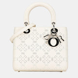 White Medium Perforated Calfskin Cannage Lady Dior