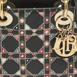 Dior Black Leather Mini Embroidered Beaded Lady Dior Tote