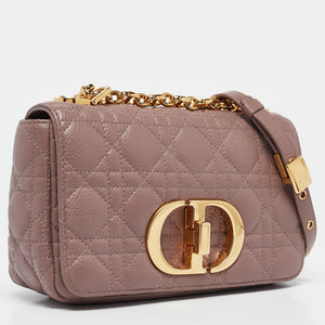 Dior Old Rose Cannage Leather Small Caro Shoulder Bag