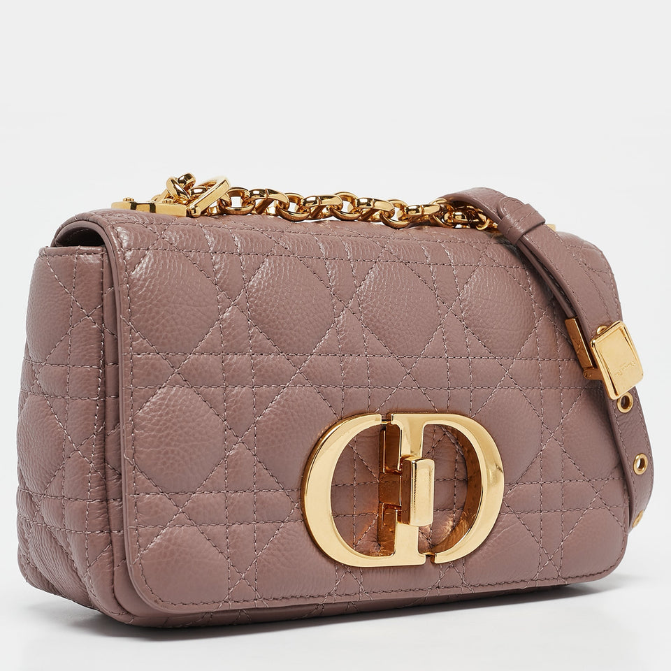 Dior Old Rose Cannage Leather Small Caro Shoulder Bag