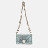Dior Light Blue Microcannage Patent Leather Mini Diorama Chain Shoulder Bag..