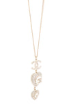 Chanel 2022 Crystal Heart Pendant Long Gold Necklace