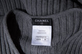 Chanel Grey Wool 2015 Midi Length V-Neck Dress SZ 36