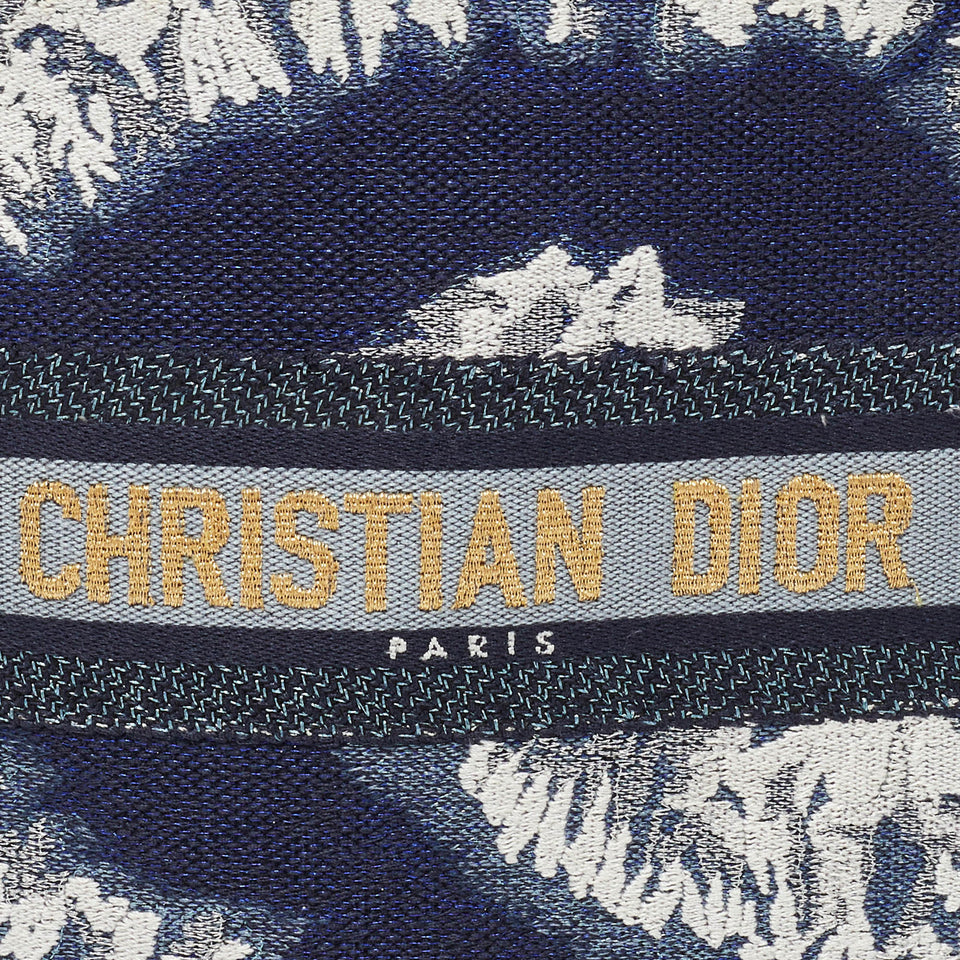 Dior Navy Blue/white Tie Dye Canvas Mini Vertical Dior Book Tote