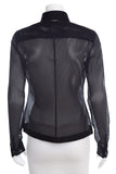 Chanel Black Button Up Net/Mesh Long Sleeve Blouse SZ 36