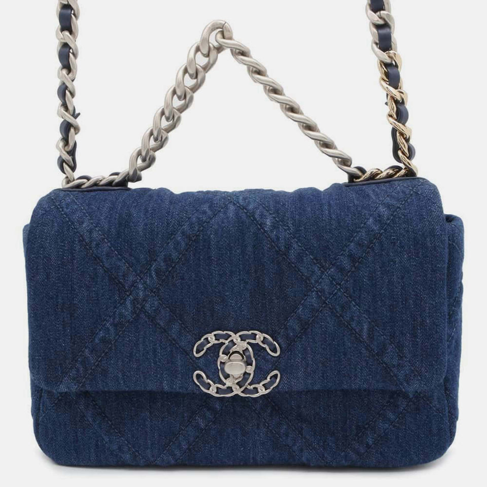 Blue Denim Chanel19 Matelasse Chain Shoulder Bag