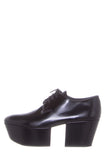 Prada Black Leather Heel Derby Loafers SZ 38.5