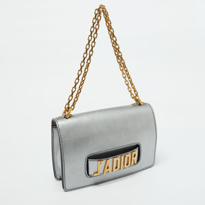 Dior Silver Leather Miss J'adior Chain Flap Bag