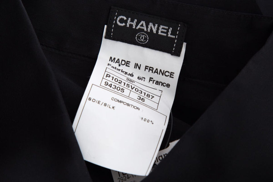 Chanel Black Silk Long Sleeve Mesh Blouse SZ 36