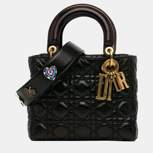 Black Small Crinkled Patent Cannage Lucky Badges My Lady Dior