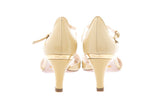 Prada Nude T-Strap Heels in Patent Leather SZ 36.5