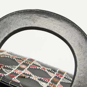 Dior Black Leather Mini Embroidered Beaded Lady Dior Tote