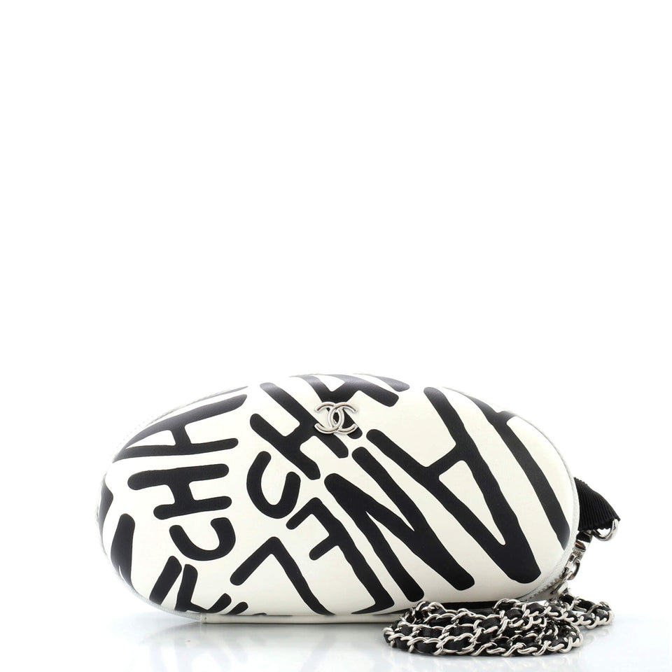 CHANEL Zip Around Sunglasses Case with Chain Printed Leather