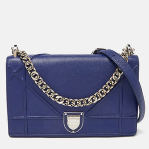 Blue Leather Medium Diorama Flap Shoulder Bag