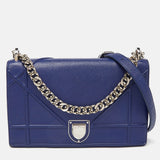 Blue Leather Medium Diorama Flap Shoulder Bag