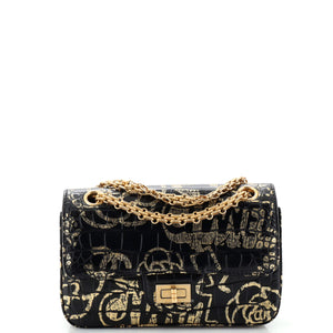 CHANEL Reissue 2.55 Flap Bag Graffiti Crocodile Embossed Calfskin Mini