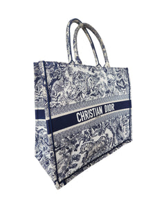 Dior Book Small Tote Bag in Navy Blue Canvas