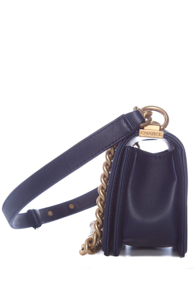 Chanel Infinity Boy Flap Quilted Calfskin Navy Small Handbag