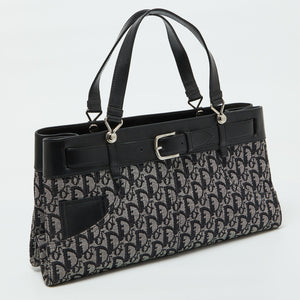 Dior Black Oblique Canvas And Leather Belt Jean Pocket Bag