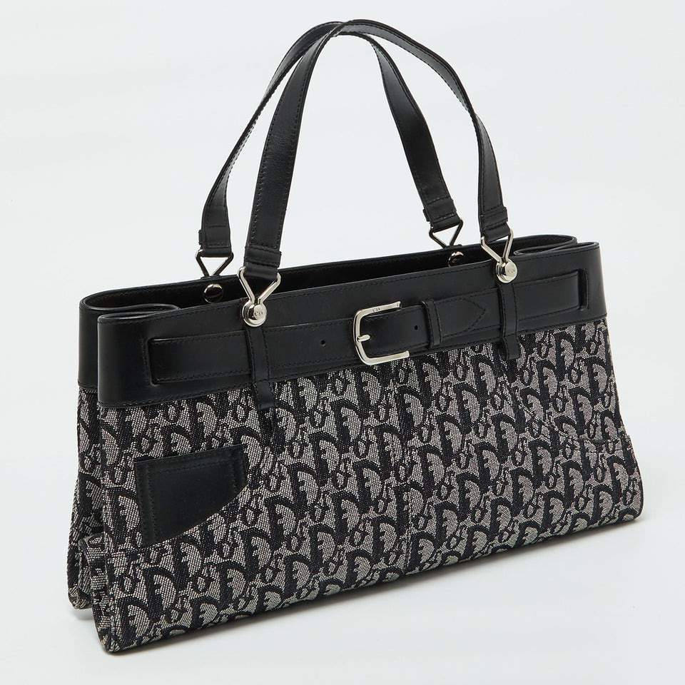 Dior Black Oblique Canvas And Leather Belt Jean Pocket Bag