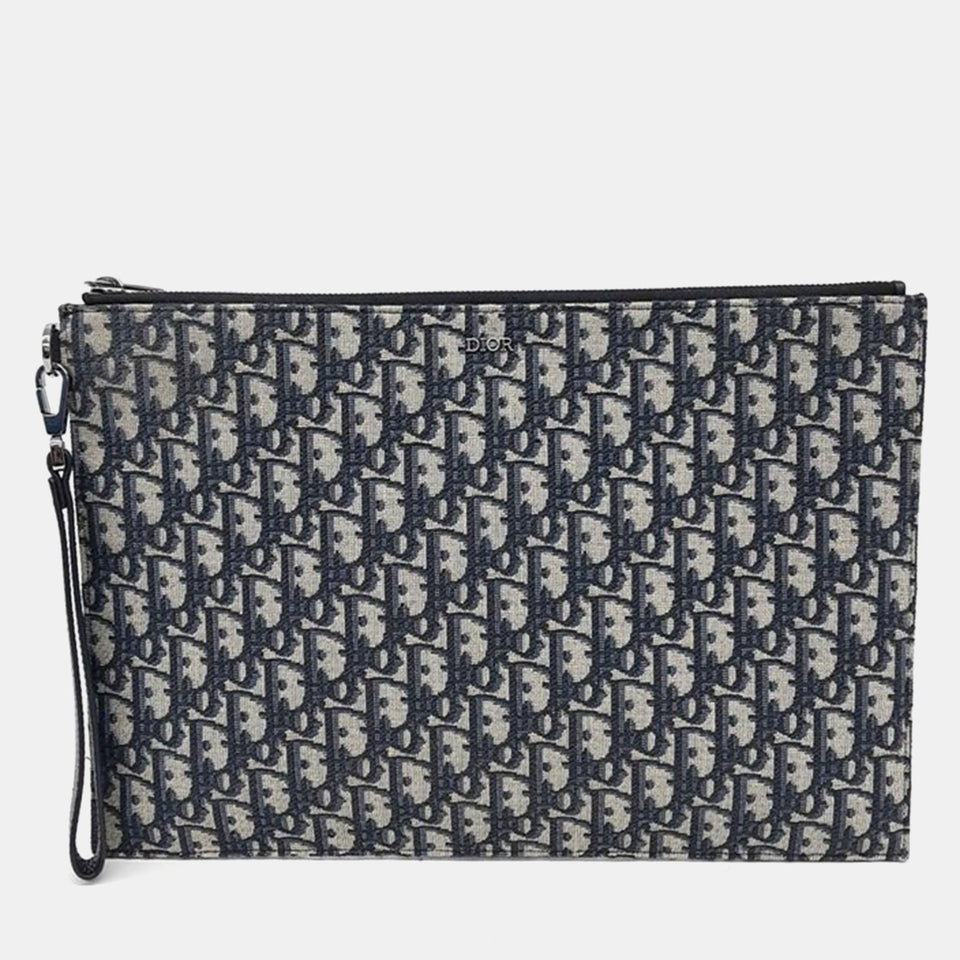Blue Oblique Canvas A4 Clutch Bag