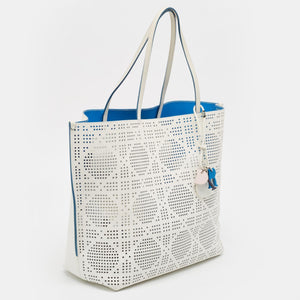 Dior White Cannage Perforated Leather Dioriva Tote