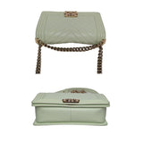 Chanel bag Caviar Chevron Quilted Medium Boy Flap Light Green