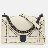 White Leather Medium Diorama Flap Shoulder Bag