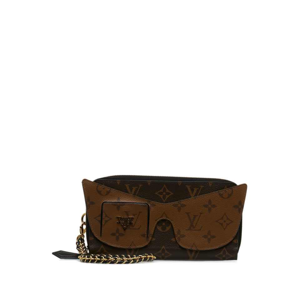 Brown Louis Vuitton Monogram Reverse Zippy Wallet Shades