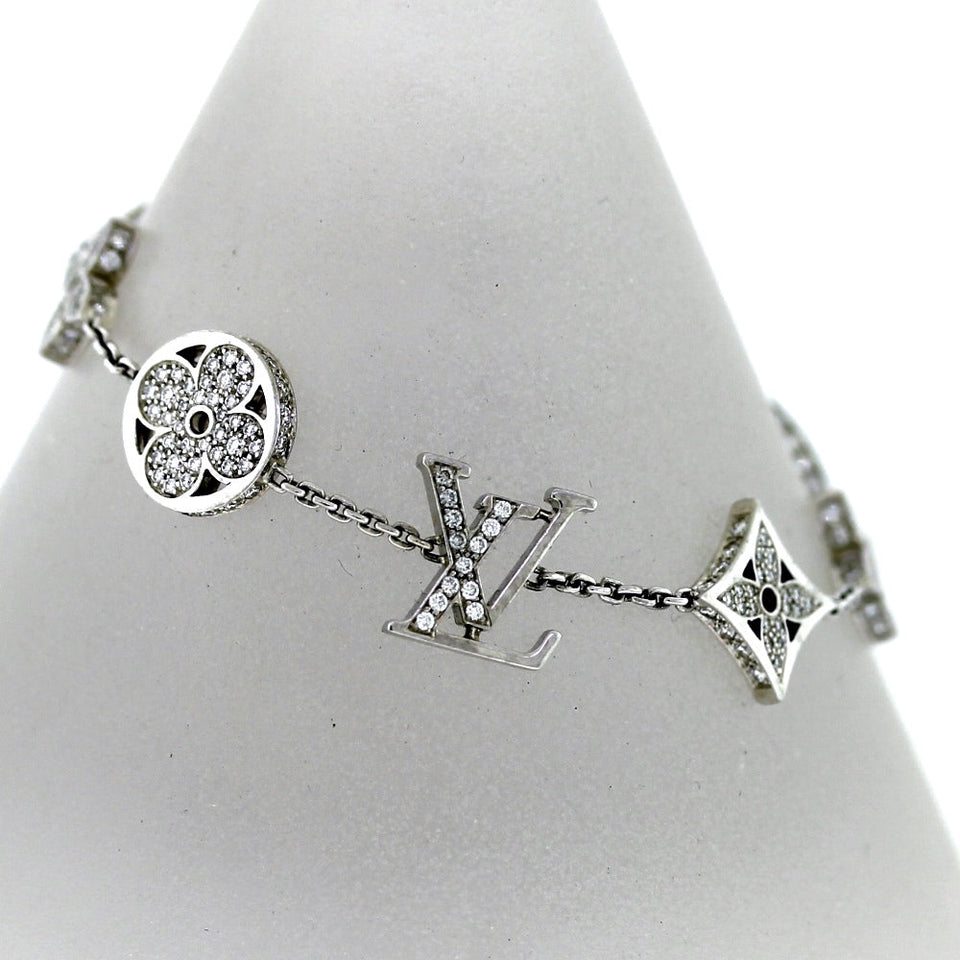 LOUIS VUITTON 18K White Gold 1.40ctw Diamond Idylle Blossom Bracelet