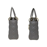 Christian Dior Gray Cannage Lambskin Small Lady Dior Bag