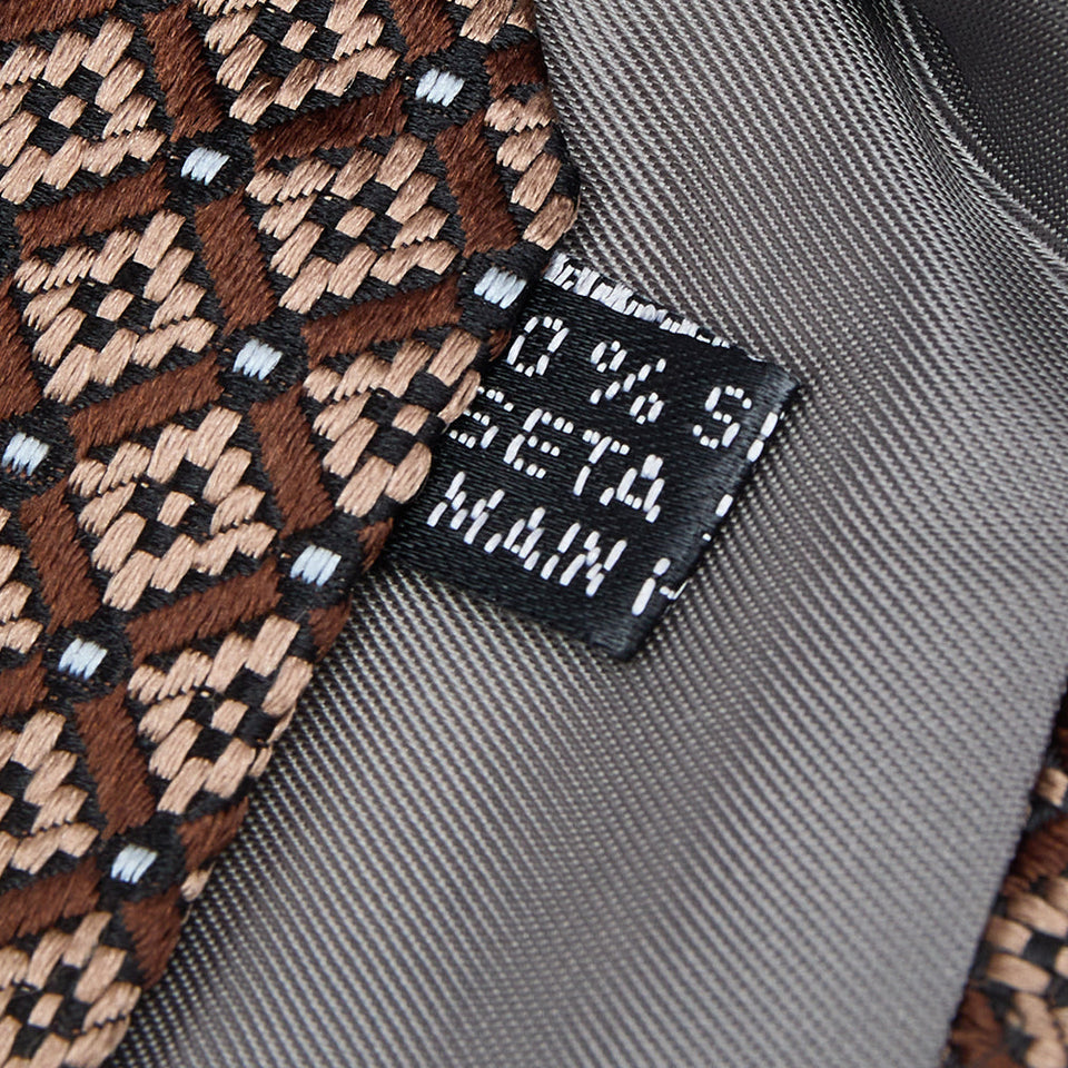 Christian Dior Brown Square Patterned Silk Jacquard Tie