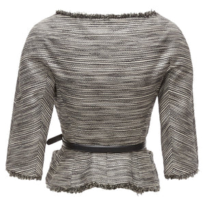 Christian Dior Applique Cotton Leather Belt Cropped Bar Jacket