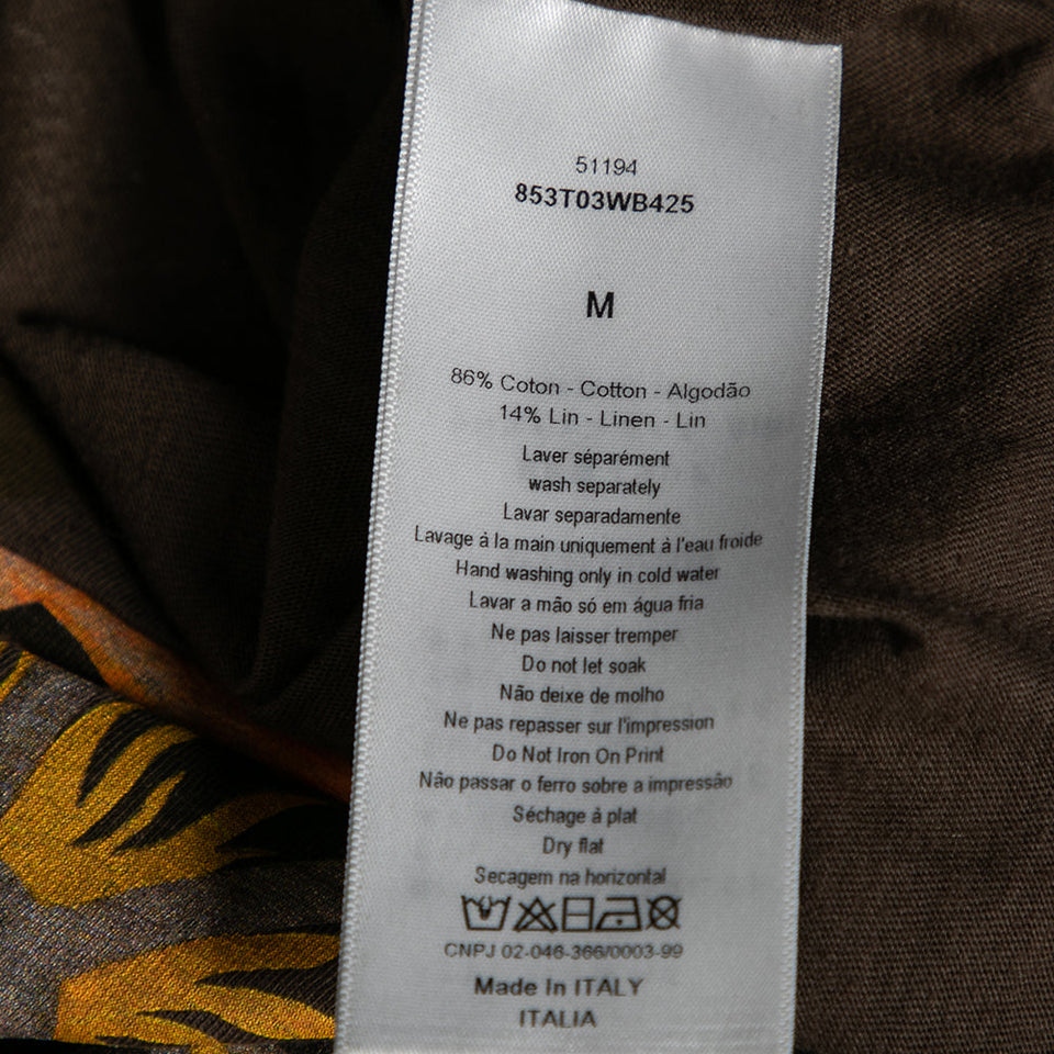 Dior Brown Printed Cotton Short Sleeve T-Shirt