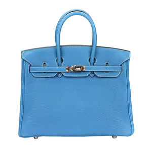 Hermes Birkin 25 Blue Jean Bag