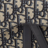 Dior Navy Blue Oblique Canvas And Leather Mini Saddle Bag
