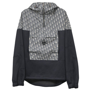 Dior x Shawn Stussy Blurred Oblique Anorak Hoodie in Blue Polyester