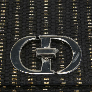 Dior Black/gold Embroidered Fabric Small Caro Shoulder Bag