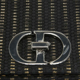Dior Black/gold Embroidered Fabric Small Caro Shoulder Bag