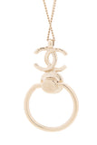 Chanel 2022 Cruise Metal Pearl CC Hoop Drop Pendant Silver Necklace
