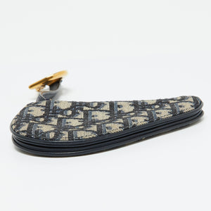 Dior Navy Blue Oblique Fabric Saddle Coin Purse